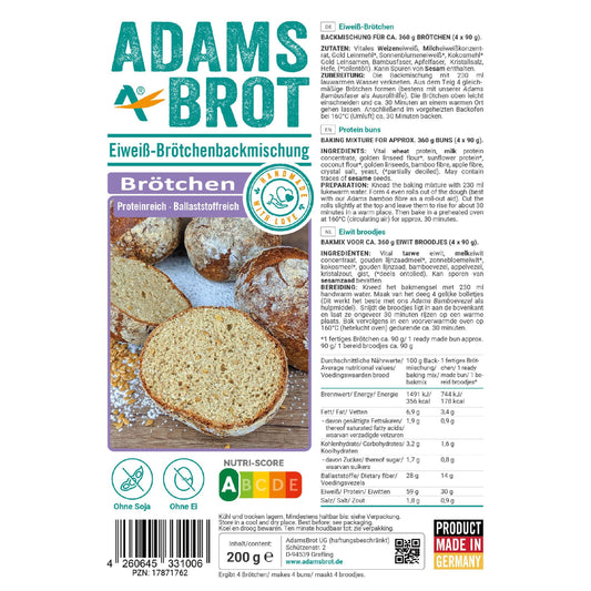 Adamsbrot - Eiweiß Brötchenbackmischung 200g Beutel