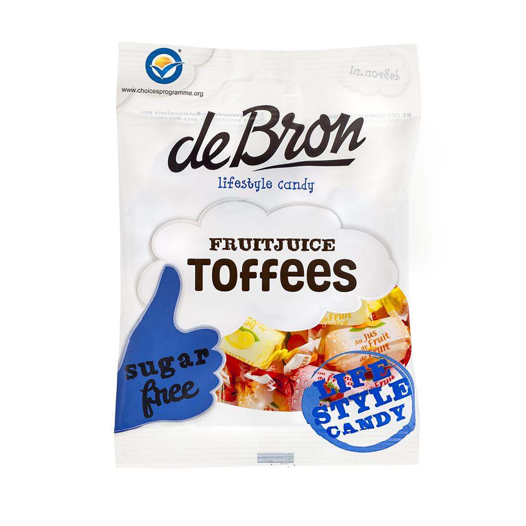 De Bron - Zuckerfreie Fruchtsaft Toffees (Fruitjuice Toffees) 90g Beutel