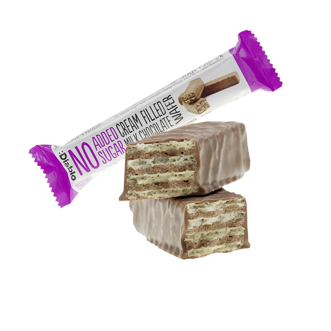 Diablo - Cream Filled Milk Chocolate Wafer ohne Zuckerzusatz 30g