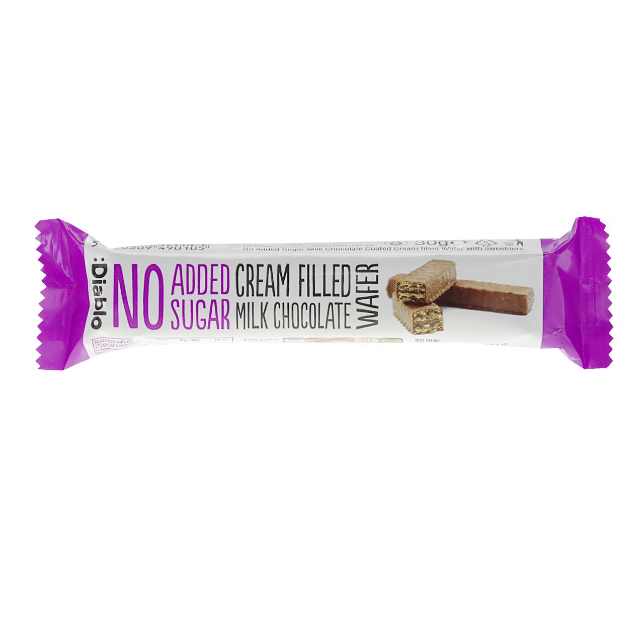 Diablo - Cream Filled Milk Chocolate Wafer ohne Zuckerzusatz 30g