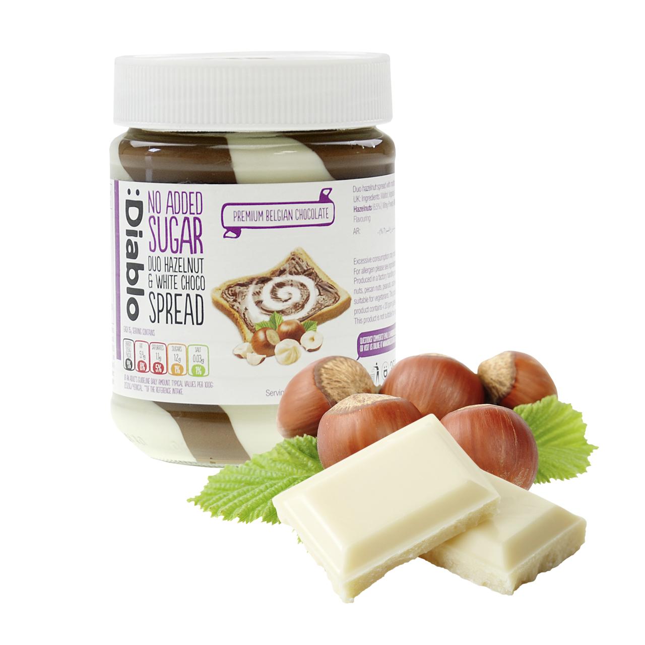 Diablo - Duo Hazelnut & White Chocolate Spread ohne Zuckerzusatz 350g
