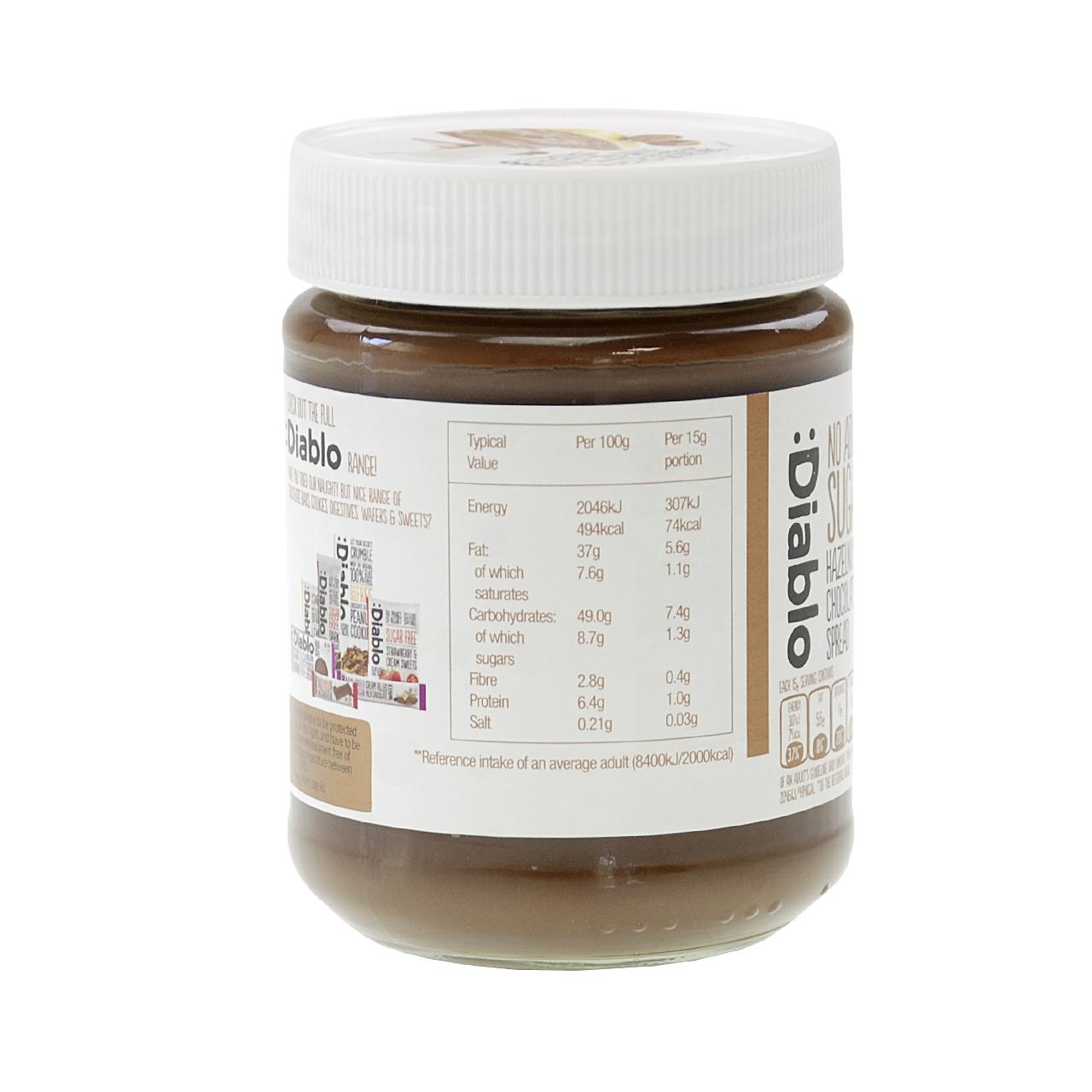 Diablo - Hazelnut Chocolate Spread ohne Zuckerzusatz 350g Glas
