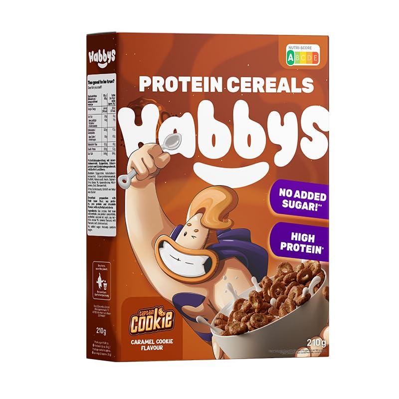 Habbys - Zuckerarme Cerealien mit Protein 210g Packung Captain Cookie MHD 01.11.2026