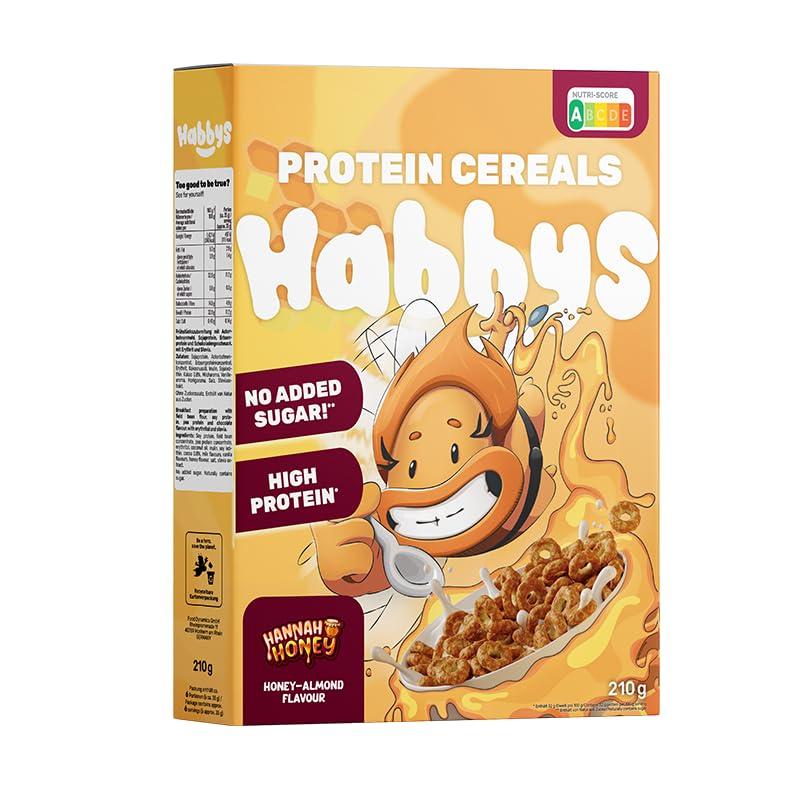 Habbys - Zuckerarme Cerealien mit Protein 210g Packung Hannah Honey MHD 01.11.2026