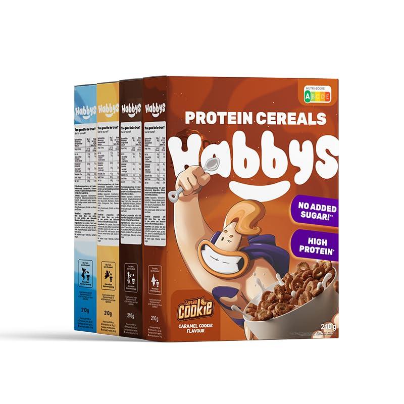 Habbys - Zuckerarme Cerealien mit Protein 4 x 210g Packung Mix-Pack
