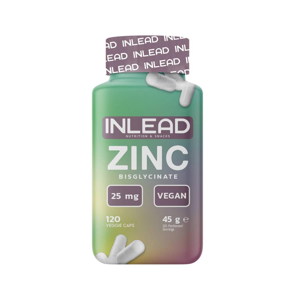 Inlead - Zinc Bisglycinate 25mg vegan 120 Kapseln Dose