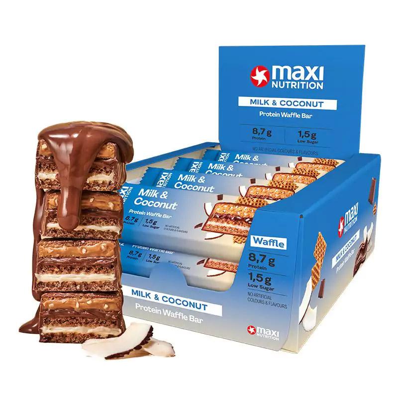 Maxi Nutrition - Milky Waffle Protein Bar 12 x 40g Riegel Milk & Coconut MHD 16.12.2026