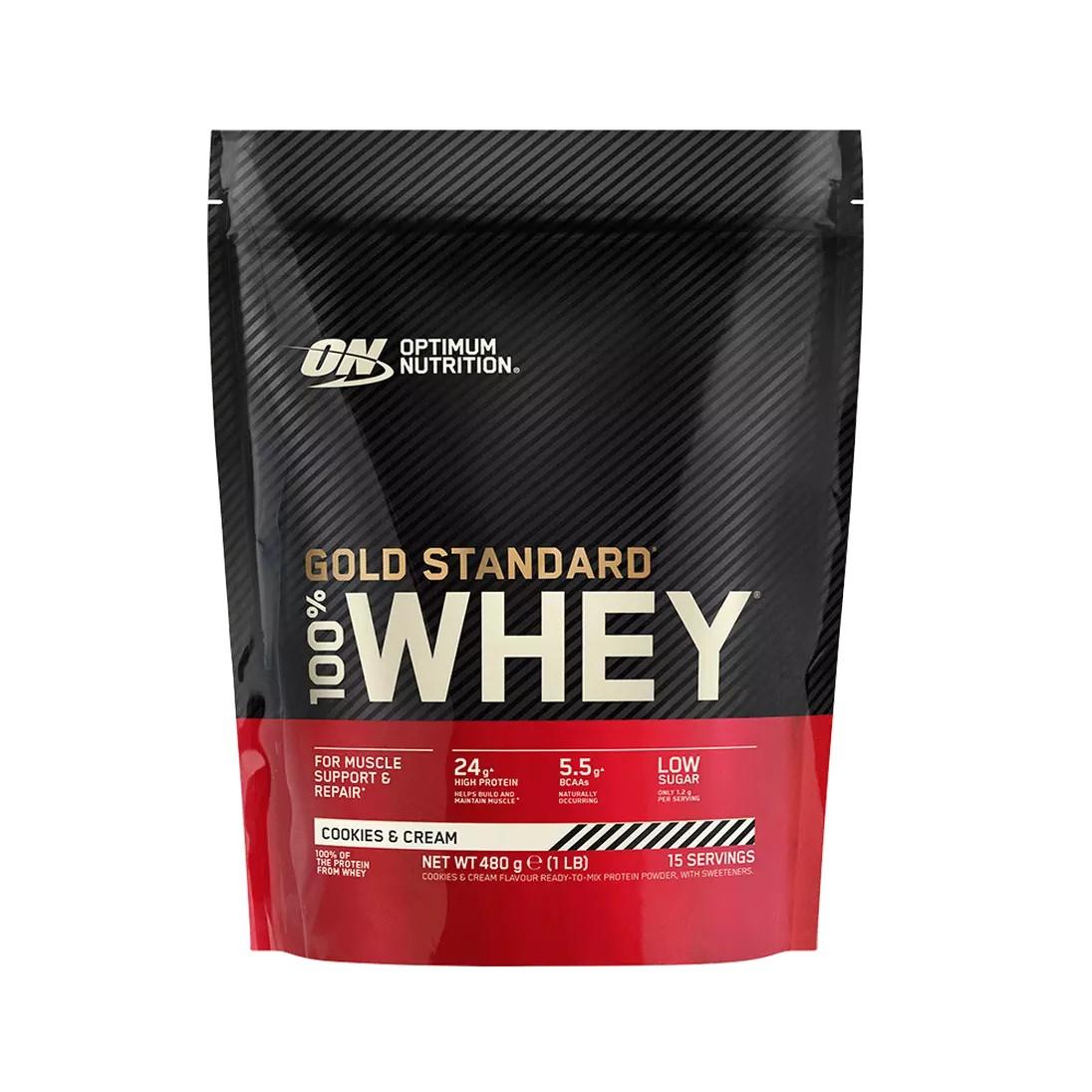 Optimum Nutrition - 100% Whey Gold Standard 480g Beutel Cookies & Cream MHD 30.06.2026