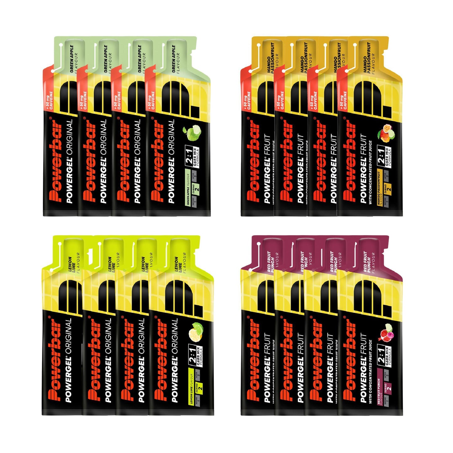 Powerbar - Powergel 16 x 41g Beutel Mix-Pack (4xLem+4xRed+4xGreen+4xMango)