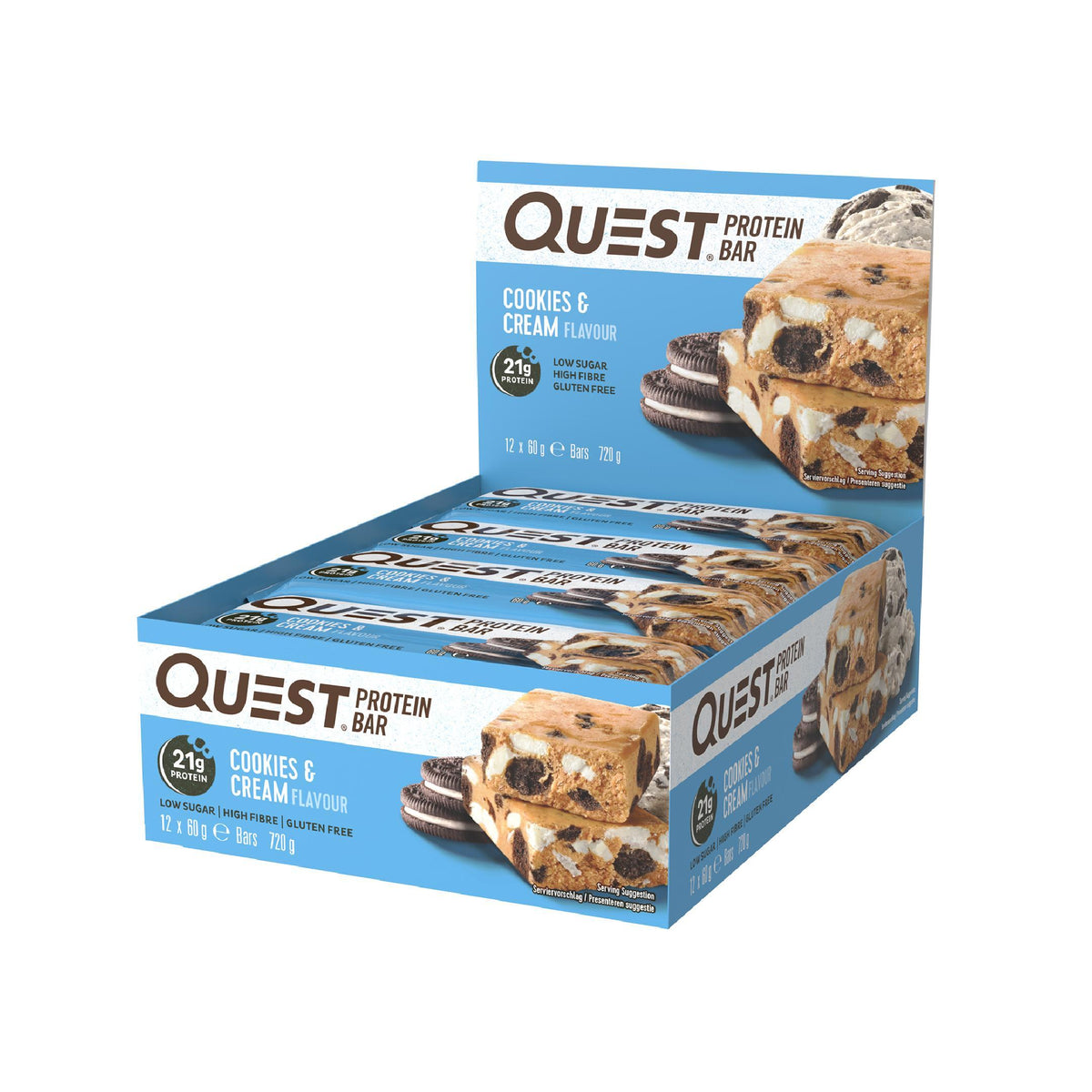 Quest Nutrition - Quest Bar 12 x 60g Riegel Cookies & Cream MHD 15.09.2026
