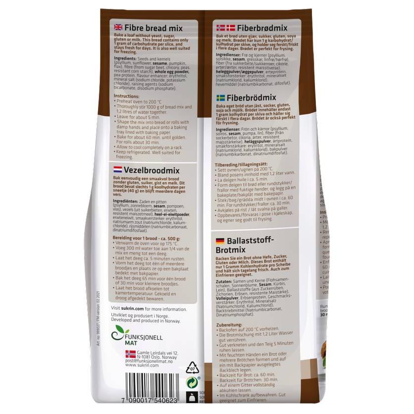 Sukrin - Fibre Bread Brotbackmischung ballaststoffreich 250g Packung