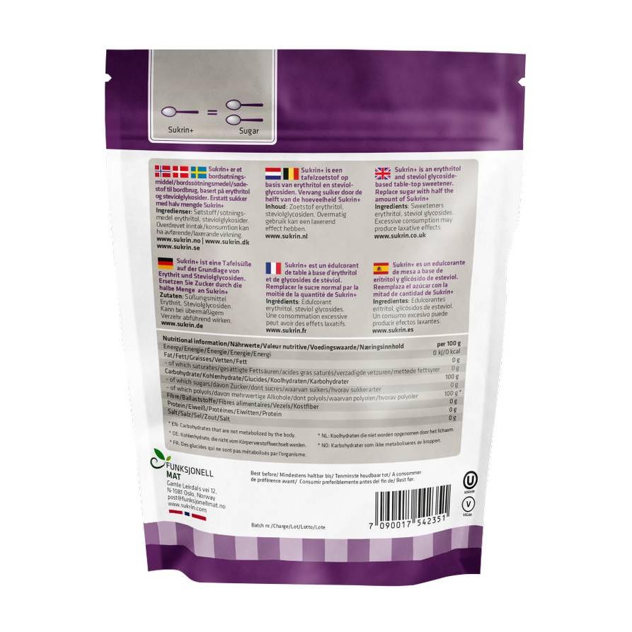 Sukrin - SUKRIN+ (Erythrit mit Stevia) 500g Beutel