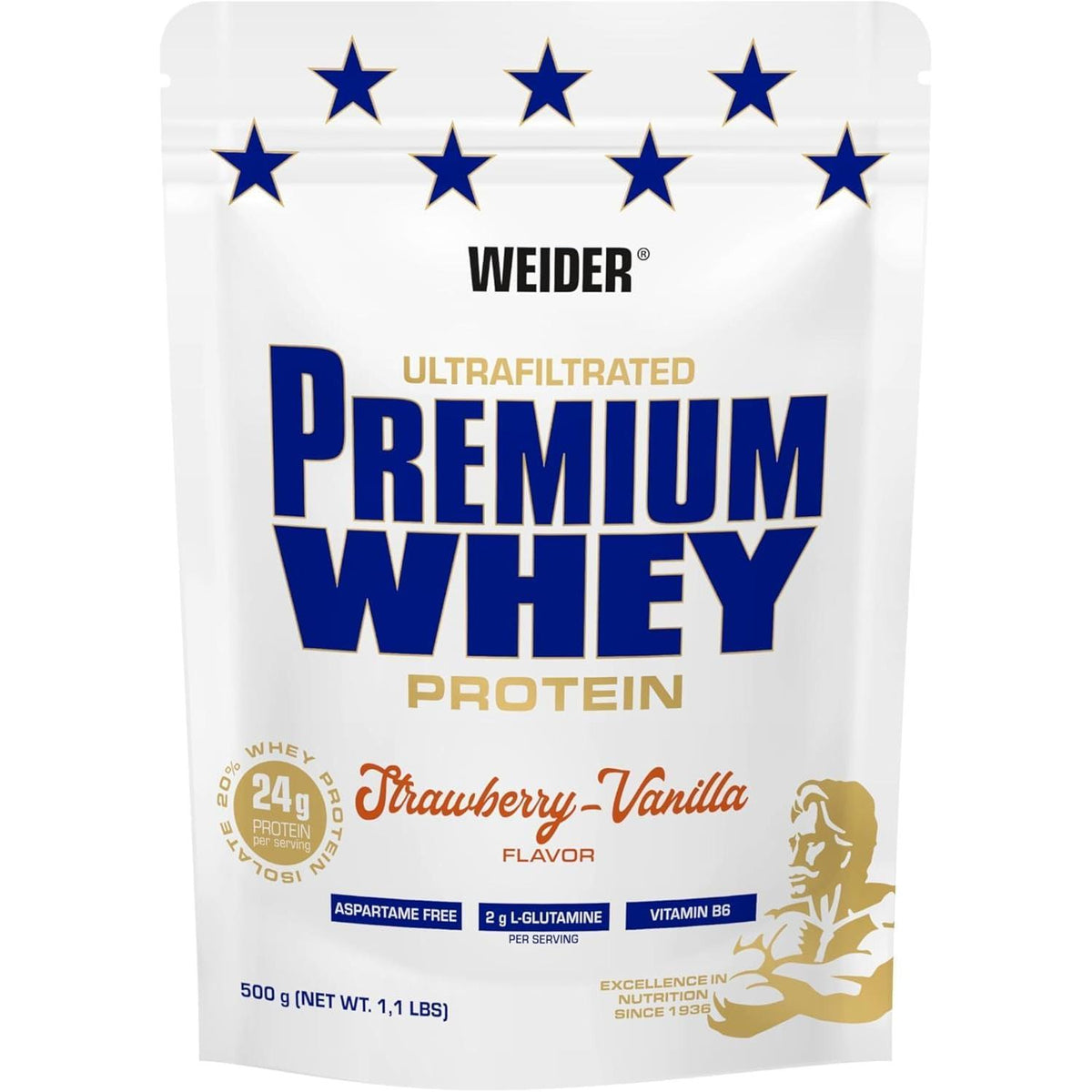 Weider - Premium Whey Protein 500g Beutel Erdbeer-Vanille MHD 30.09.2026