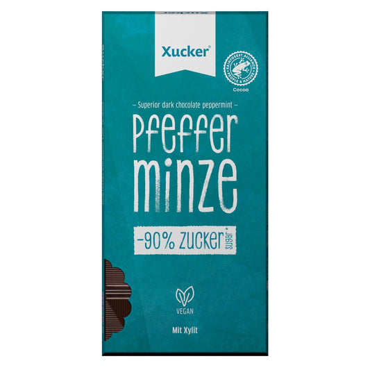 Xucker - Xylit - Schokolade (75% Kakao) 80g Tafel Edelbitter Pfefferminze