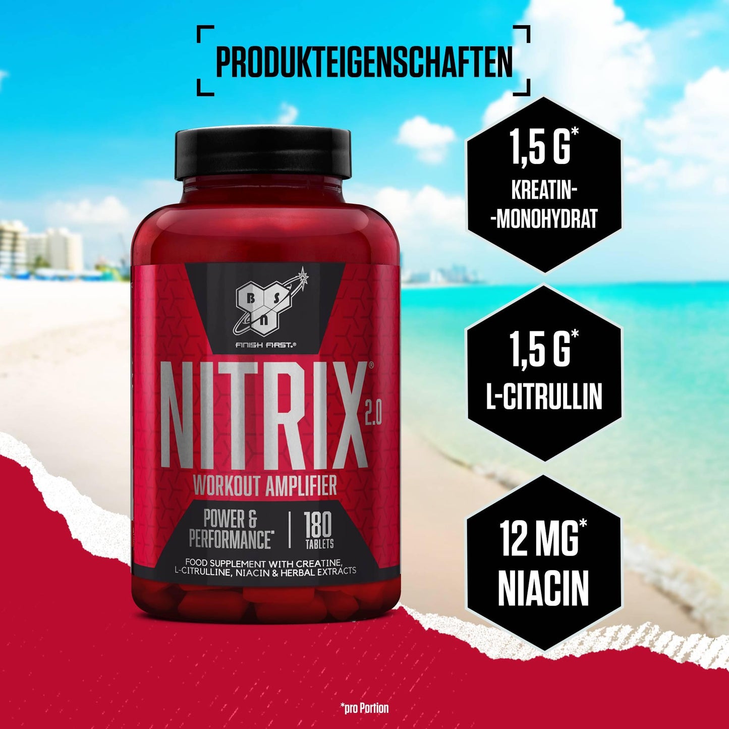 BSN - Nitrix 2.0 Workout 180 Tabletten Dose