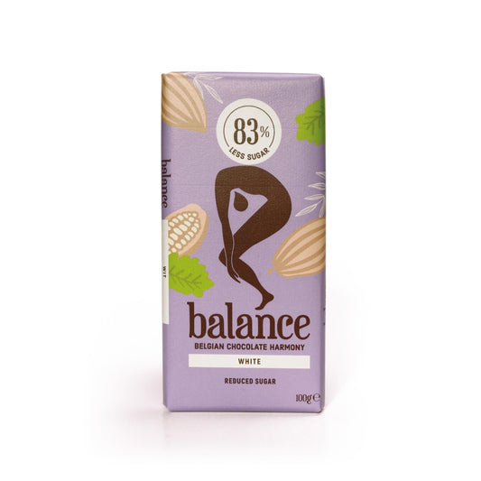 Balance - Belgische Schokolade mit 83% weniger Zucker 100g Tafel White MHD 30.09.2026
