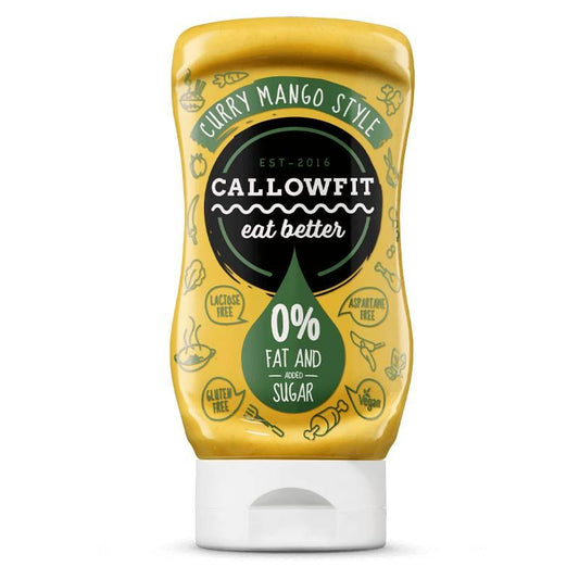 Callowfit - Sauce fettfrei ohne Zuckerzusatz 300ml Flasche Curry Mango Style MHD 24.08.2026