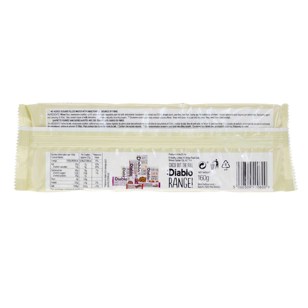 Diablo - Coconut Cream Flavour Wafers Thins ohne Zuckerzusatz 160g