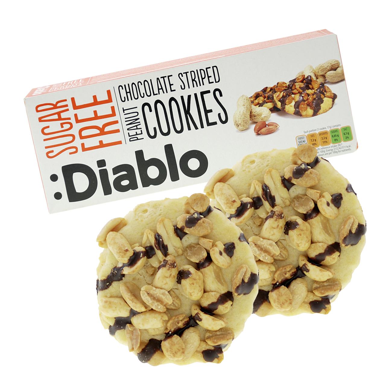 Diablo - Cookies ohne Zuckerzusatz 150g Chocolate Striped Peanut Cookies