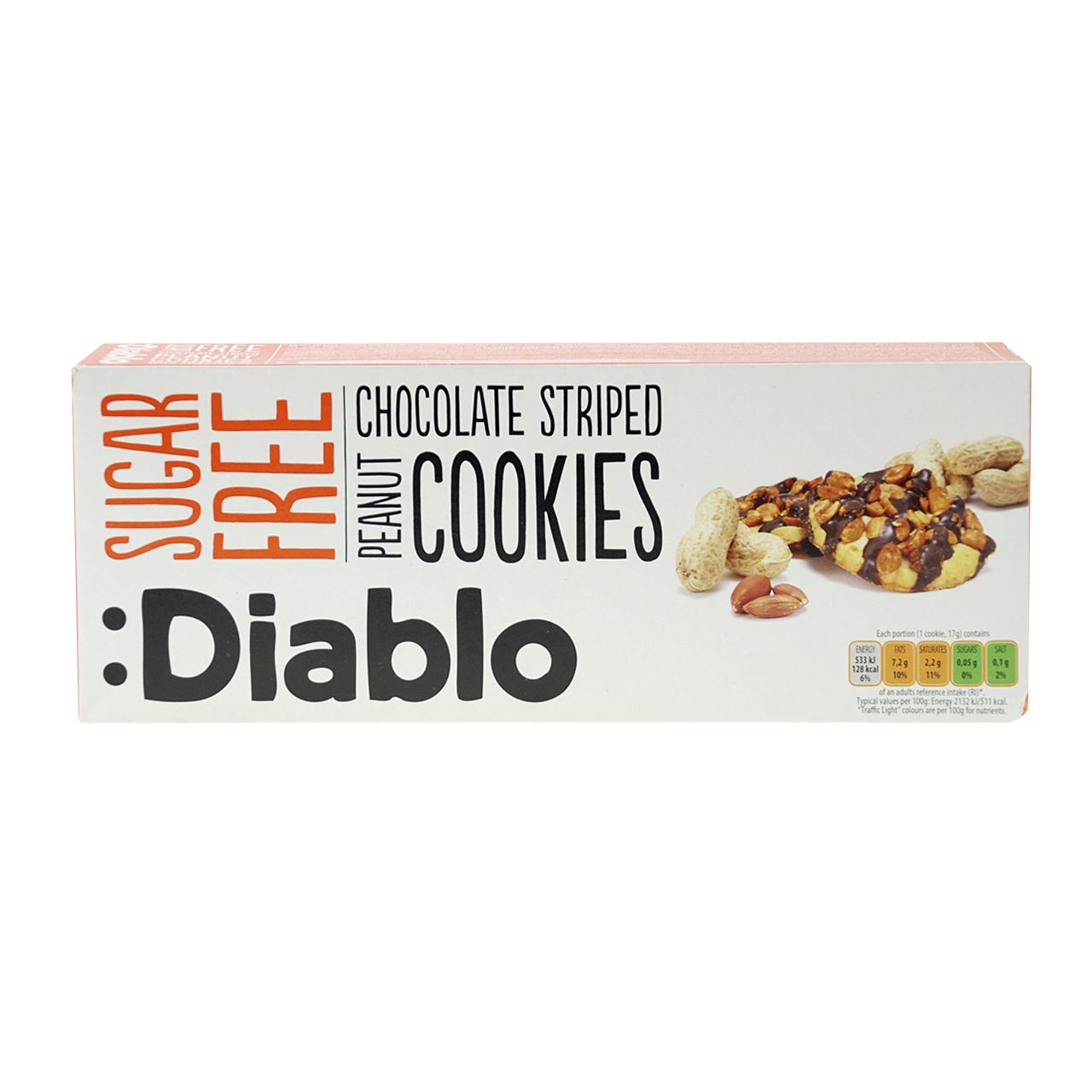 Diablo - Cookies ohne Zuckerzusatz 150g Chocolate Striped Peanut Cookies