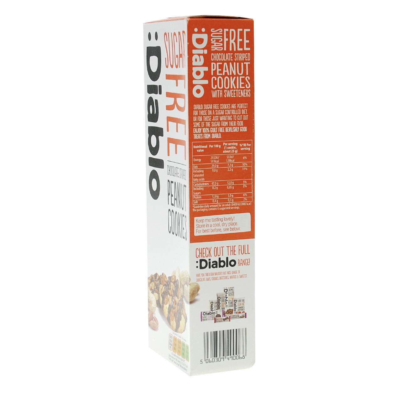 Diablo - Cookies ohne Zuckerzusatz 150g Chocolate Striped Peanut Cookies