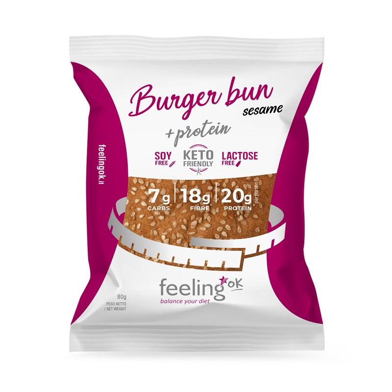 Feeling OK - Burger Bun Burgernbrötchen Start 1 (25% Protein) 80g
