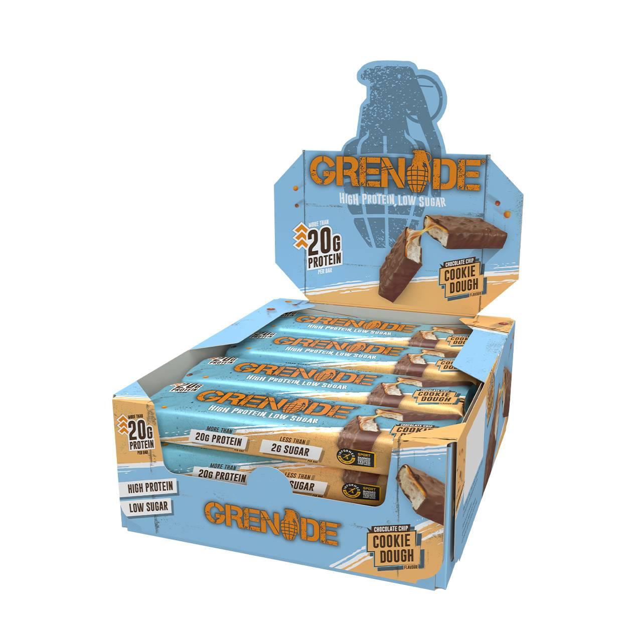 Grenade - Protein Bar 12 x 60g Riegel Chocolate Chip Cookie Dough MHD 30.08.2026