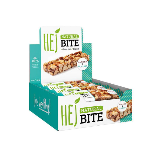 Hej - Natural Bite 12 x 40g Riegel Almond & Sea Salt MHD 15.04.2025