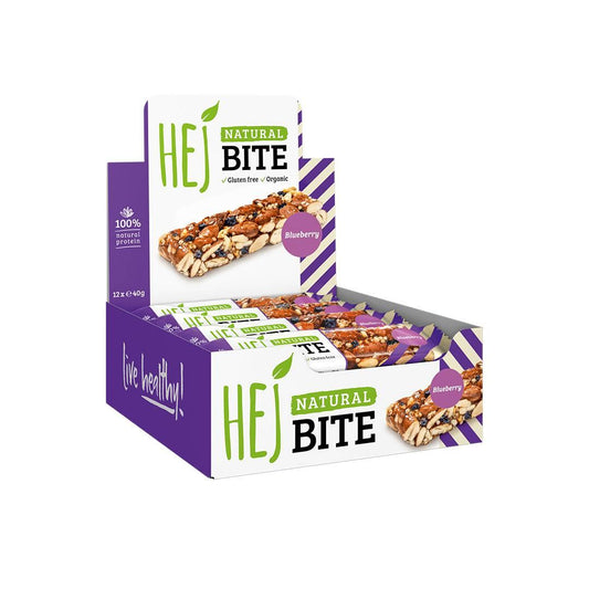 Hej - Natural Bite 12 x 40g Riegel Blueberry MHD 25.04.2025