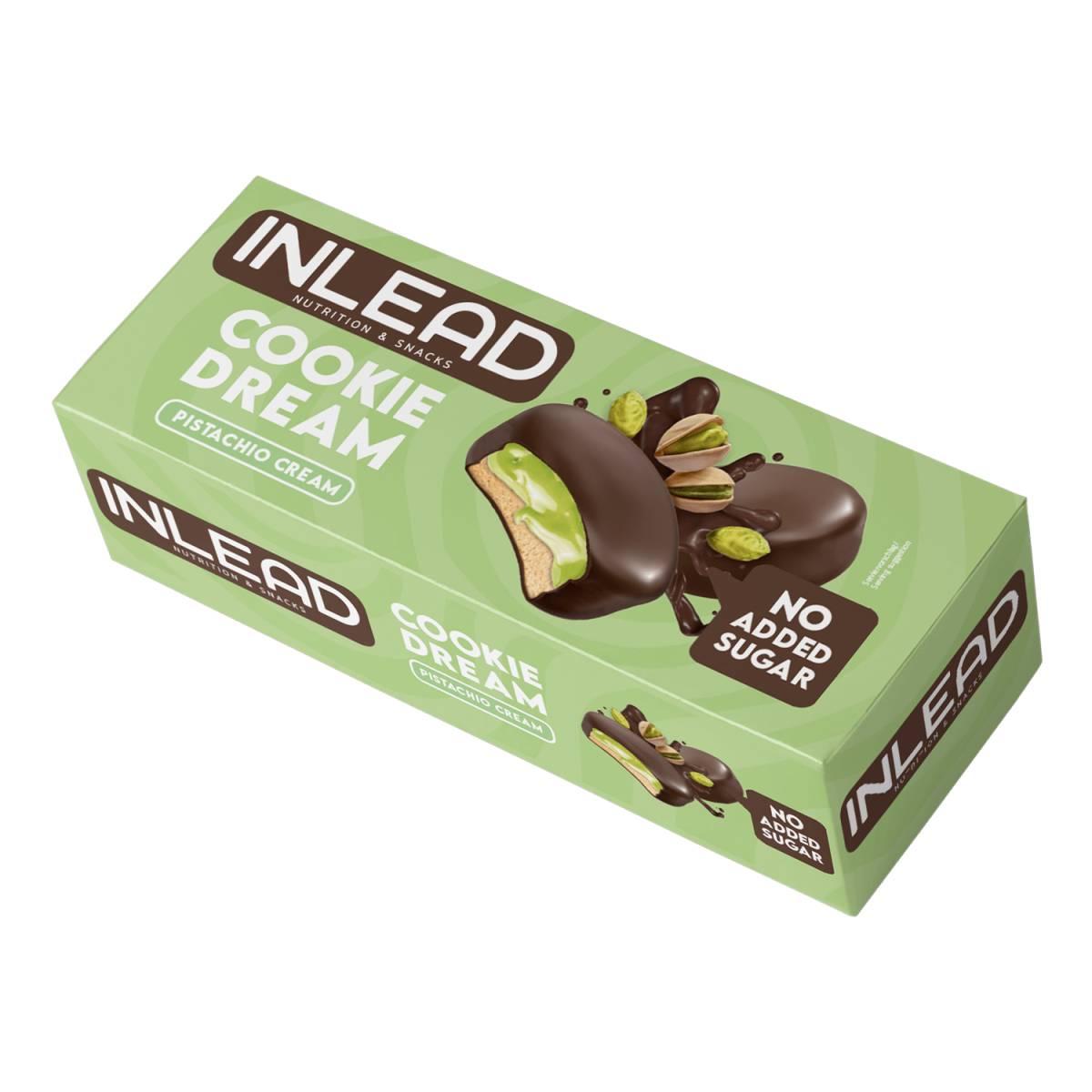 Inlead - Cookie Dream zuckerarme Kekse 128g Packung Pistachio Cream MHD 22.10.2026