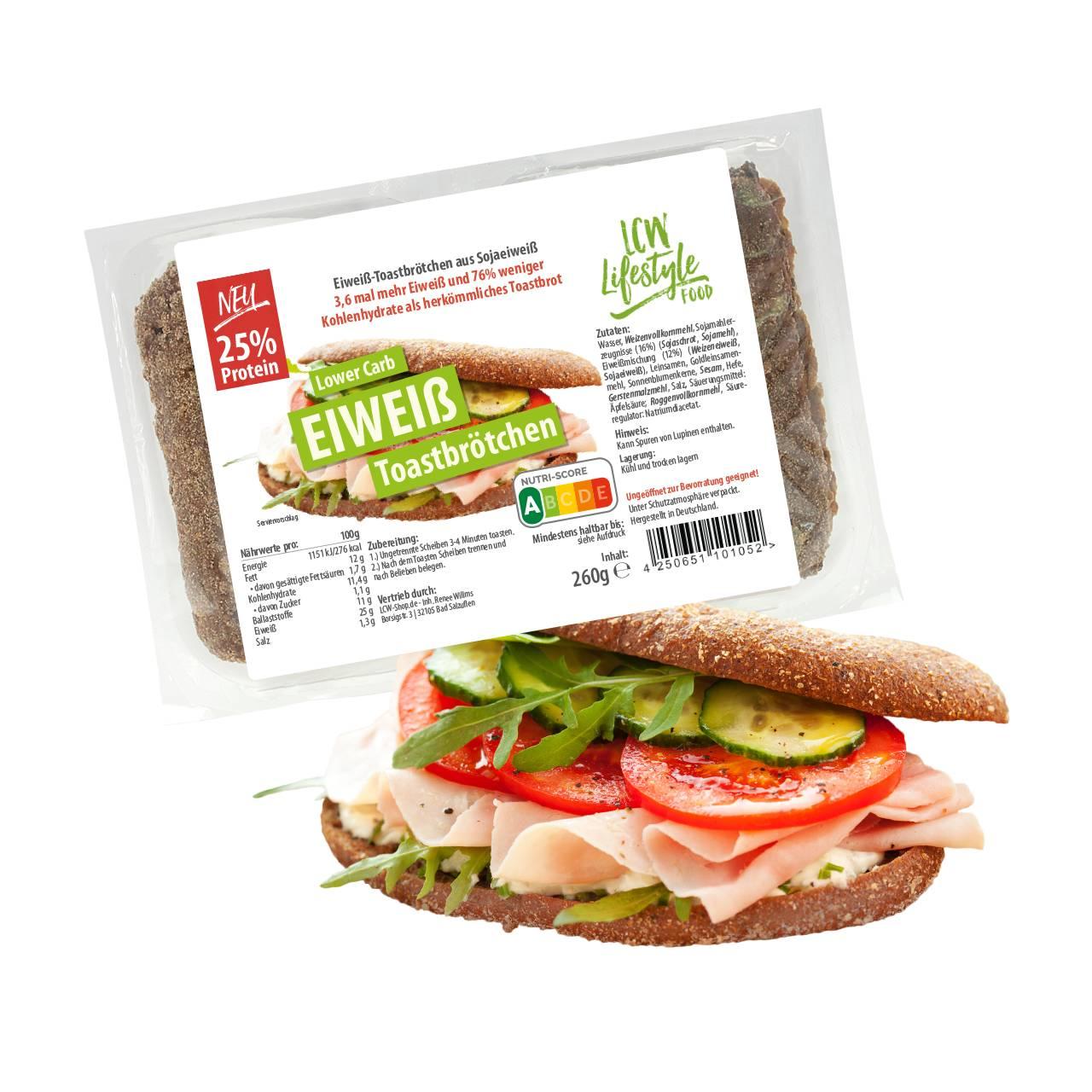 LCW - Fertige Eiweiß Toastbrötchen Lower Carb 260g MHD 14.04.2025