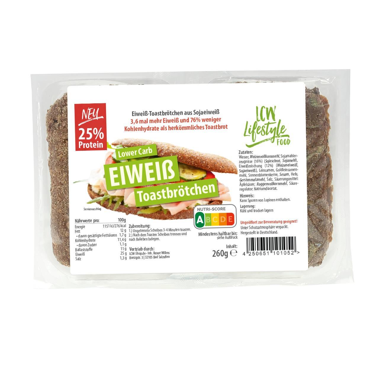 LCW - Fertige Eiweiß Toastbrötchen Lower Carb 260g MHD 14.04.2025
