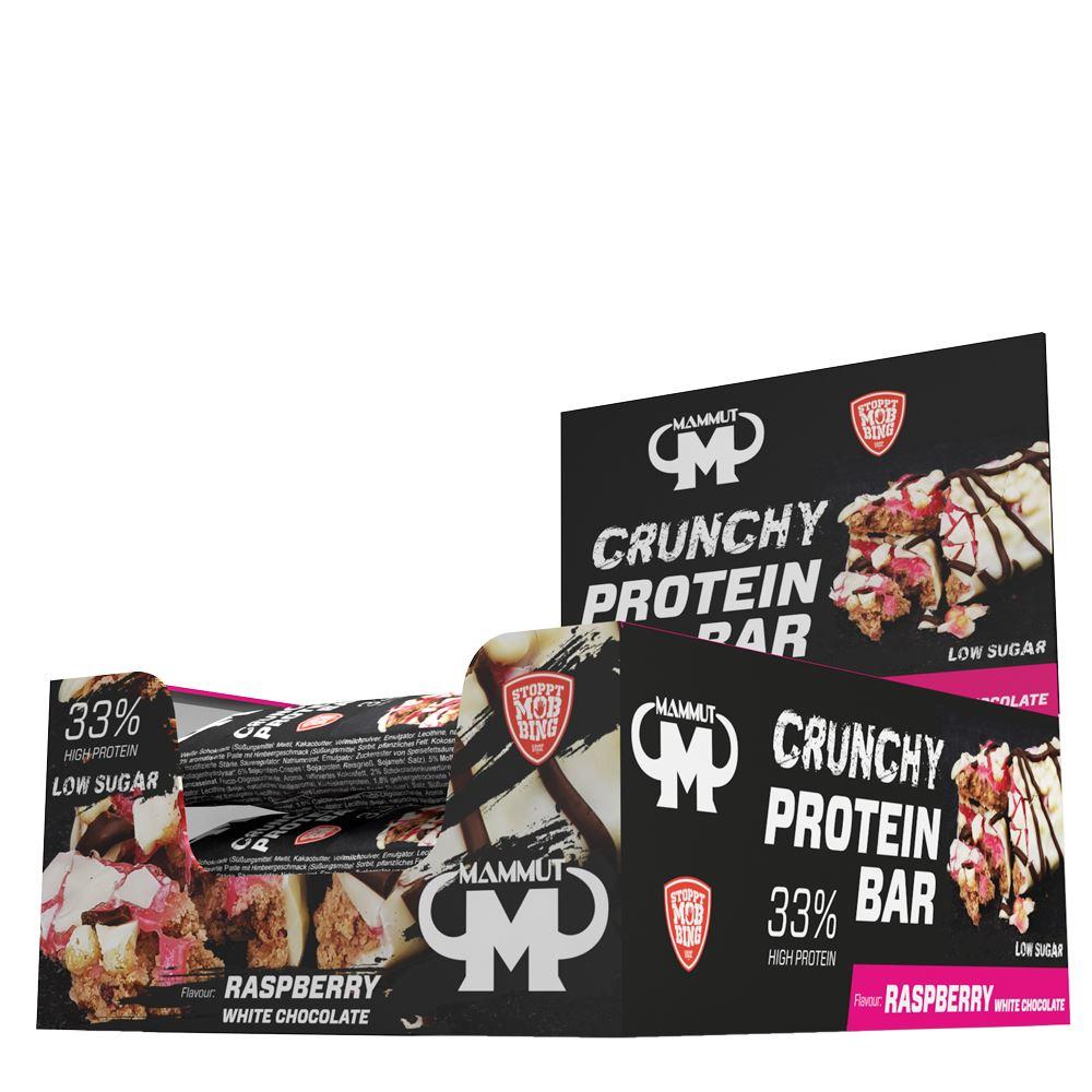 Mammut - Crunchy Protein Bar 12 x 45g Riegel Raspberry White Chocolate MHD 11.04.2025
