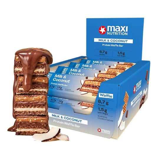 Maxi Nutrition - Milky Waffle Protein Bar 12 x 40g Riegel Milk & Coconut MHD 16.12.2026
