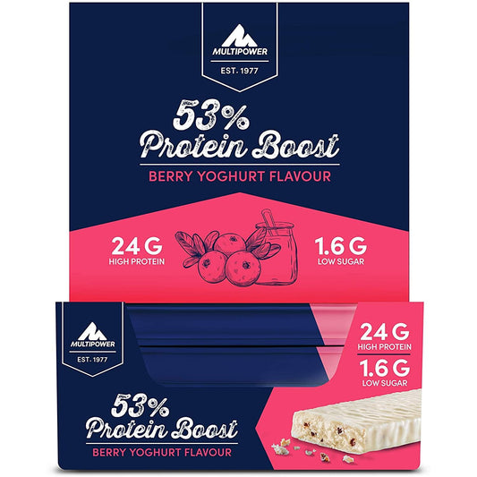 Multipower - 53% Protein Boost 20 x 45g Riegel Berry Yoghurt MHD 30.05.2026
