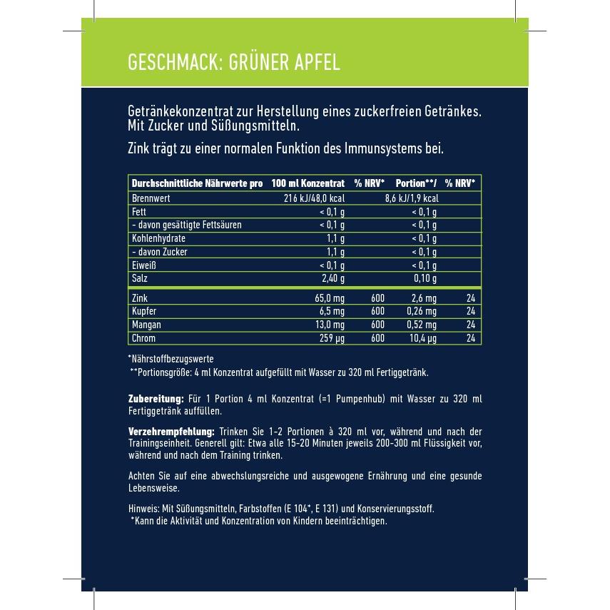 Multipower - Fit Active Sirupkonzentrat 1:80 1000ml Flasche Grüner Apfel MHD 30.10.2025