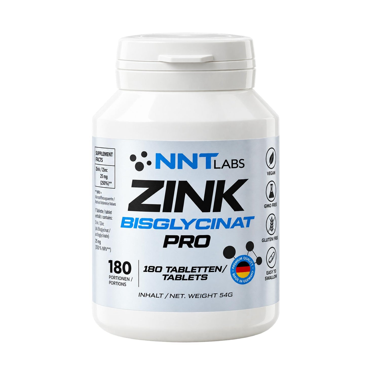 NNT Labs - Zink Bisglycinat Pro 180 Tabletten Dose