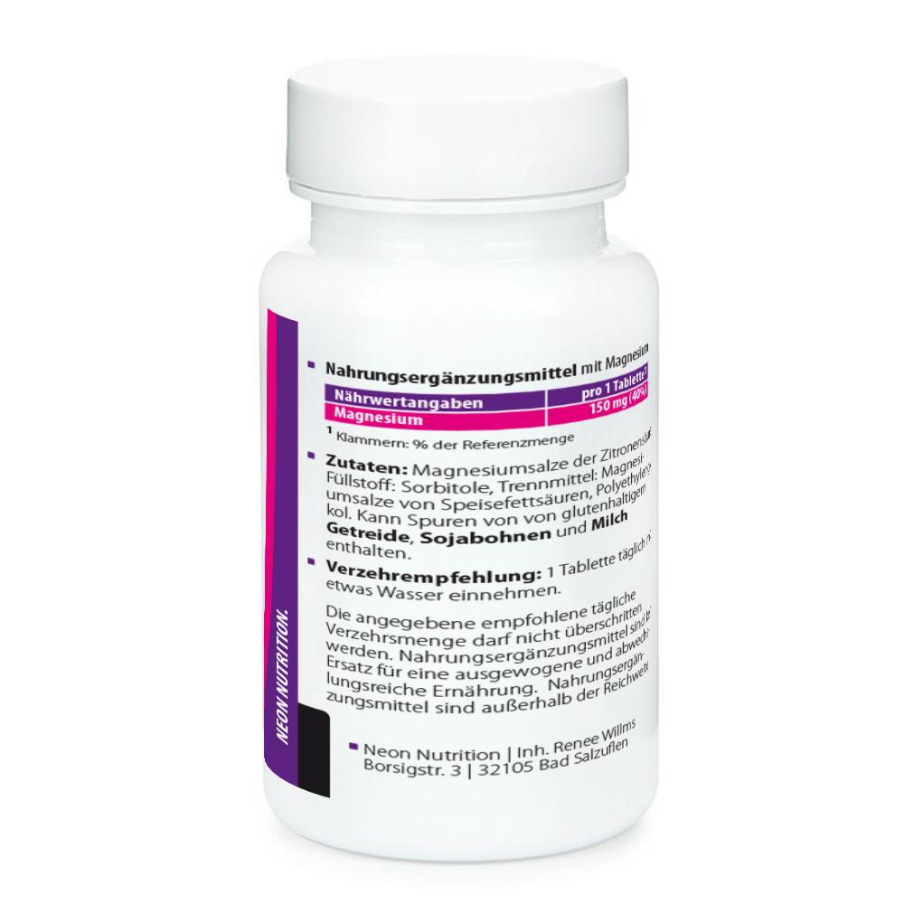 Neon Nutrition - Magnesium Citrat 60 Tabletten Dose MHD 11.12.2024