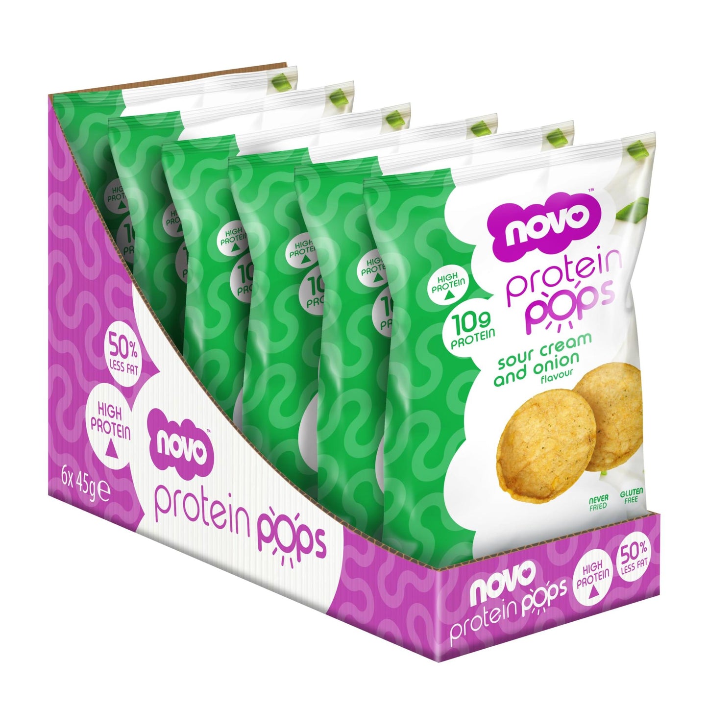 Novo - Protein Pops 6 x 45g Beutel Sour Cream and Onion MHD 25.08.2026