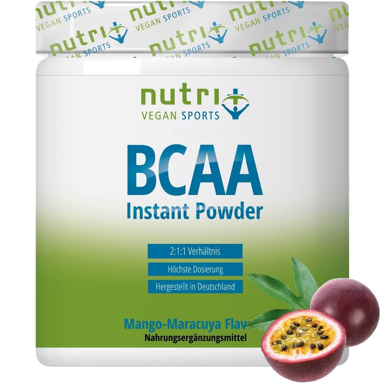 Nutri-Plus - Vegan Sports BCAA Pulver 300g Dose Mango Maracuja MHD 23.05.2026