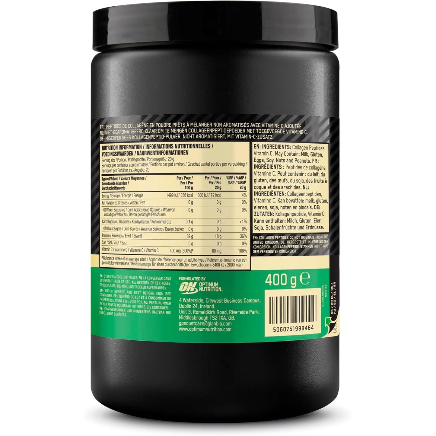 Optimum Nutrition - Collagen Peptides Powder 400g Dose Unflavoured