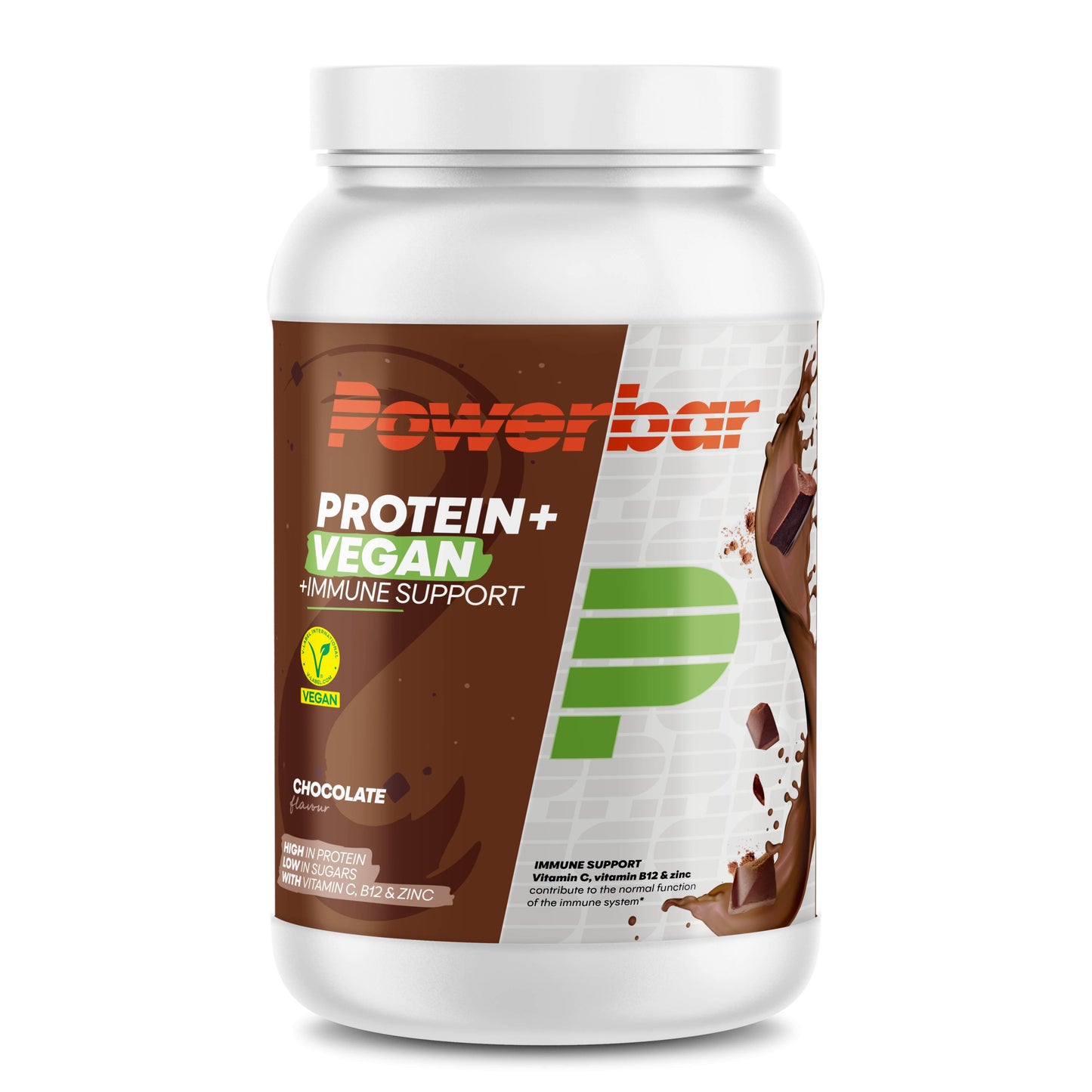 Powerbar - Protein + Vegan Immune Support 570g Dose Chocolate MHD 30.10.2026