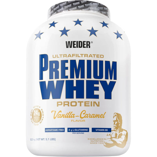 Weider - Premium Whey Protein 2,3kg Dose Vanille-Caramel MHD 30.12.2025