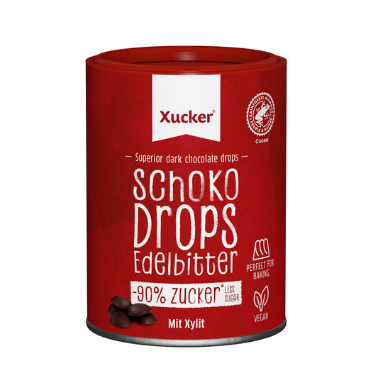 Xucker - Edelbitter Schokodrops mit Xylit 200g Dose