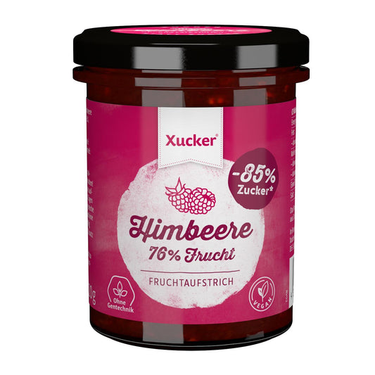 Xucker - Fruchtaufstrich mit Xylit 220g Glas Himbeere MHD 02.08.2025
