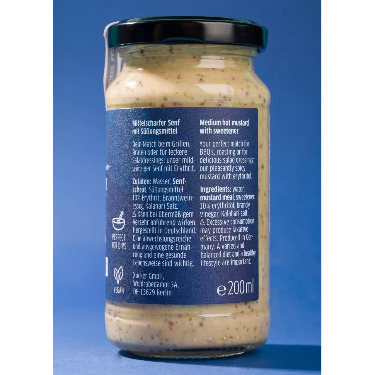Xucker - Mittelscharfer Senf mit Erythrit 200g Glas