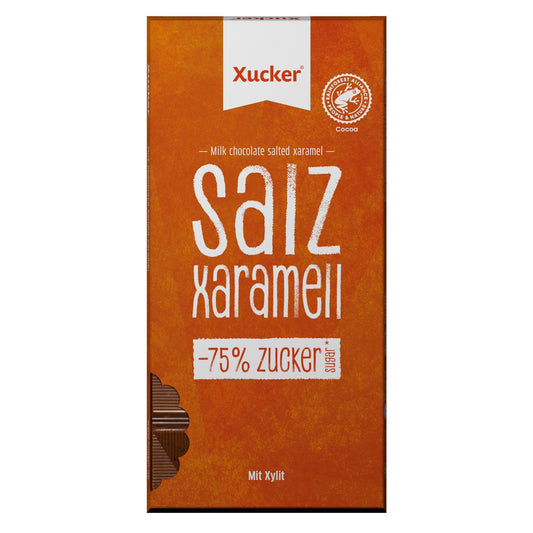 Xucker - Xylit - Schokolade (38% Kakao) 80g Tafel Vollmilch Salz-Karamell